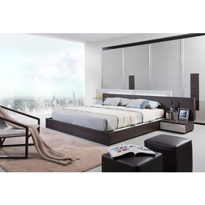 Modrest Gamma Contemporary Brown Oak Bed with Storage Multi-Toned Bed 17658|17659 VGWCC151A-BRN