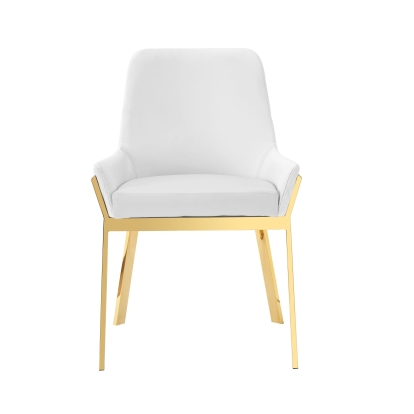 Modrest Ganon Modern White & Gold Dining Chair White Dining Chair 77766 VGGAGA-6736CH-WHT-GLD-DC