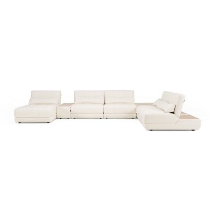 Divani Casa Garfield Modern Off-White Leather 7-Piece Modular Sectional Off-White Sectional Sofa 82825 VGKK-KF.7120-SET-OFFW