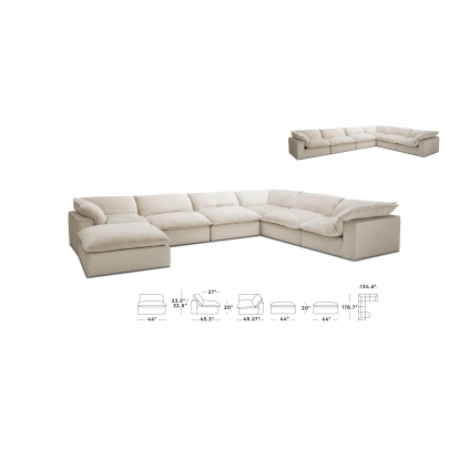 Divani Casa Garman Modern Light Grey U Shaped Sectional Sofa Grey Sectional Sofa 77214A VGKKKF2651-6-USHP-GRY-SECT