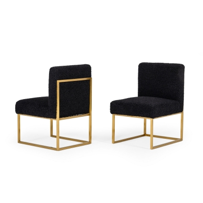 Modrest Garvin Glam Black + Gold Fabric Accent Chair (Set of 2) Black Lounge Chair 76891Z VGODZW-998