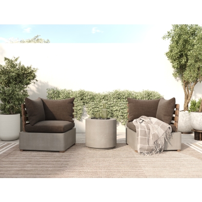LA Furniture Garza Outdoor Concrete & Teak 2-Piece Corner Set VGLBMODU-CORNER-SET Contemporary Style by Vig Furnitrue Number 85703 Catch Home Goods