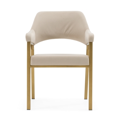 Modrest George Modern Beige Fabric + Antique Brass Dining Chair Beige Dining Chair 83019 VGGA-GA-6218CH-1-BGE