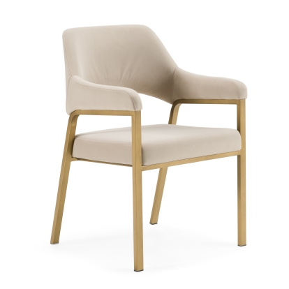 Modrest George Modern Beige Fabric + Antique Brass Dining Chair Beige Dining Chair 83019 VGGA-GA-6218CH-1-BGE