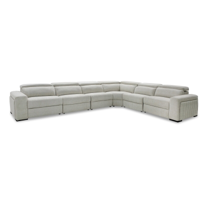 Divani Casa Gering Modern Beige Fabric Sectional With 2 Power Recliners Beige Sectional Sofa 80431 VGMB-R191-P2-SECT-BGE