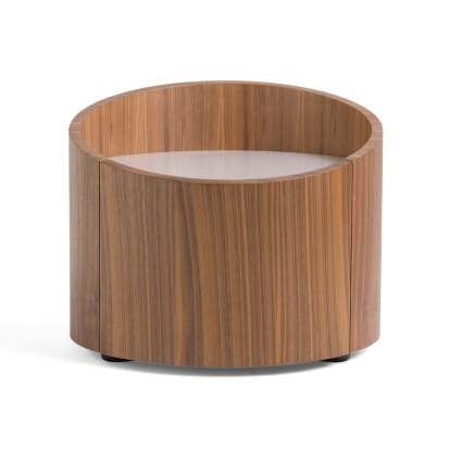 Modrest Geneva Modern Walnut Round Nightstand Walnut Nightstand 81293 VGWCC522B-WAL