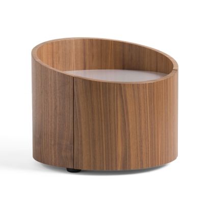 Modrest Geneva Modern Walnut Round Nightstand Walnut Nightstand 81293 VGWCC522B-WAL