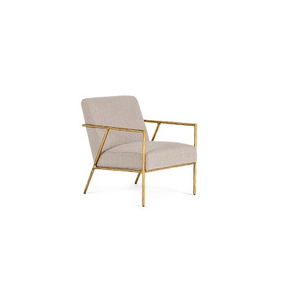 Modrest Gibbons Modern Beige Linen + Forged Gold Accent Chair Beige Accent Chair 81798 VGMY-2721-BGE