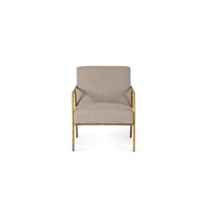 Modrest Gibbons Modern Beige Linen + Forged Gold Accent Chair Beige Accent Chair 81798 VGMY-2721-BGE