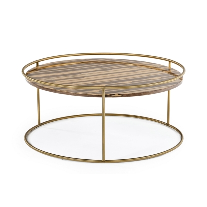 Modrest Gilcrest Glam Brown and Gold Marble Coffee Table Brown Coffee Table 76892 VGODLZ-199C