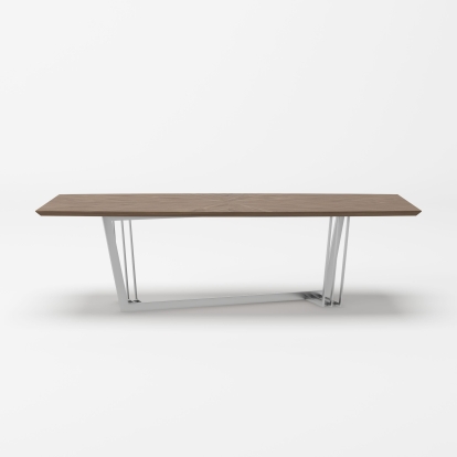 Modrest Gilroy Modern Walnut & Stainless Steel Dining Table Walnut Dining Table 77872 VGBBMI2003T-WAL-DT