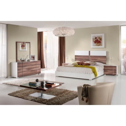 LA Furniture Giovanna Italian Mid-Century White & Cherry Bed VGACGIOVANNA-BED Contemporary Style by Vig Furnitrue Number 72072A|71963A Catch Home Goods