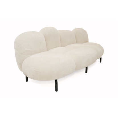 Divani Casa Glaster Contemporary White Sherpa 88" Bubble Sofa White Sofa 79157 VGODZW-20036-WHT-S
