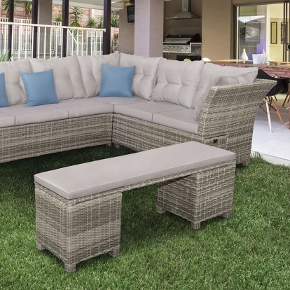 Furniture Of America Malia Contemporary Gray 5 Pc. Sectional Set W/ Bench Model GM-1002-5PK-RIGHT SOFA