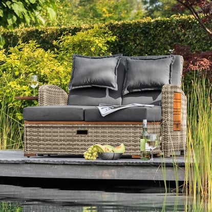 Furniture Of America Bahia Tobago Contemporary Brown/Dark Gray Reclining Chaise Lounge Model GM-1009BR-BENCH