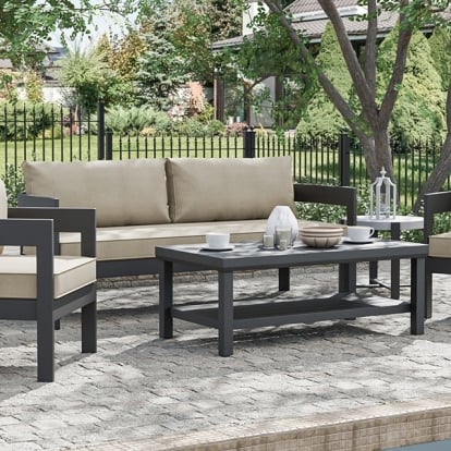 Furniture Of America Lotus Contemporary Black/Light Brown Sofa & Coffee Table Set Model GM-1049BK-2PK