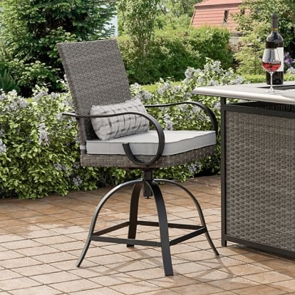 Furniture Of America Arosa Contemporary Black/Gray Counter Ht. Swivel Arm Chair (2/Ctn) Model GM-2025-2PK