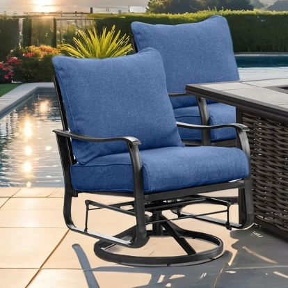 Furniture Of America Segovia Transitional Navy/Black Swivel Glider Arm Chair (2/Ctn) Model GM-2039-2PK