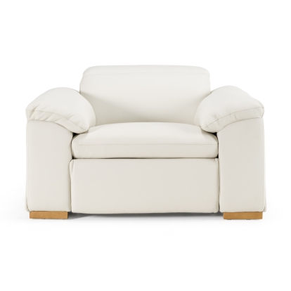 Divani Casa Gregory Modern Off-White Leather Recliner Chair Off-White Lounge Chair 82809 VGKV-KM.6368-CHR-OFF