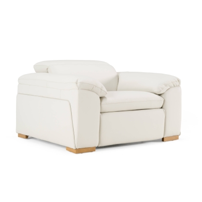 Divani Casa Gregory Modern Off-White Leather Recliner Chair Off-White Lounge Chair 82809 VGKV-KM.6368-CHR-OFF
