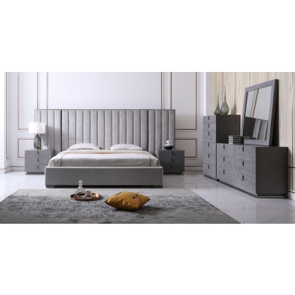 LA Furniture Eastern King Buckley Grey & Black Stainless Steel Bedroom Set VGVC2003-SET-EK Contemporary Style by Vig Furnitrue Number 78268 Catch Home Goods