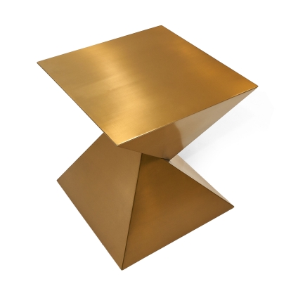 Modrest Hadler Glam Brushed Gold Metallic End Table Gold End Table 76902 VGODLZ-206E