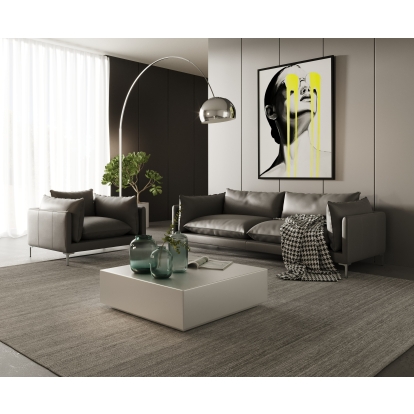 Divani Casa Harvest Modern Grey Full Leather Sofa Set Grey Sofa Set 80413 VGKKKF2627-L2925-SET