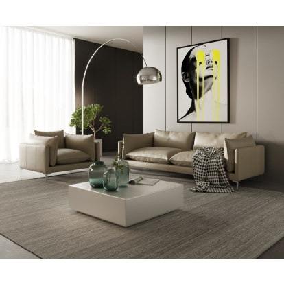 Divani Casa Harvest Modern Taupe Full Leather Sofa Set Taupe Sofa Set 80414 VGKKKF2627-TP-SET