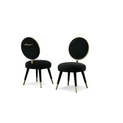 Modrest Haswell Glam Black Velvet Accent Chair (Set of Two) Black Lounge Chair 78501Z VGMFMC-479-BLK-CH