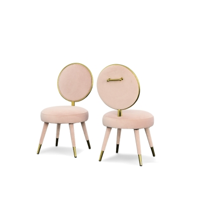 Modrest Haswell Glam Pink Velvet Accent Chair (Set of Two) Pink Lounge Chair 78502Z VGMFMC-479-PK-CH