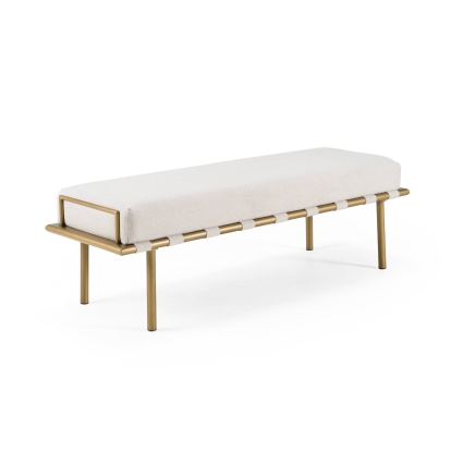 Modrest Hathaway Modern Beige Fabric + Antique Brass Dining Bench Beige Bench 83023 VGGA-GA-8668BE-BGE