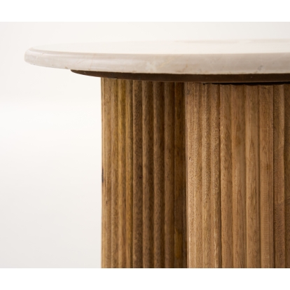 Modrest Hayden Modern Marble + Wood Round End Table Brown End Table 82001 VGBR-SBA-4867
