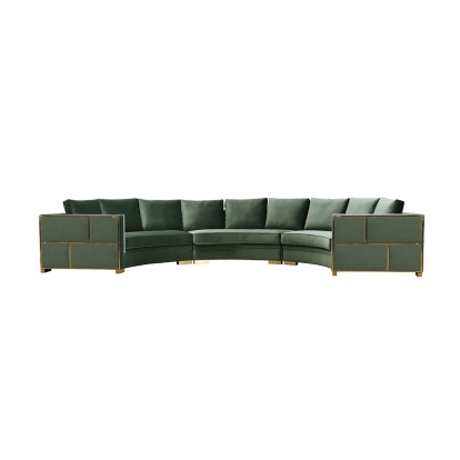 Divani Casa Ritner Modern Green Velvet Curved Sectional Sofa Green Sectional Sofa 75408 VGYUHD-1840-B-GRN