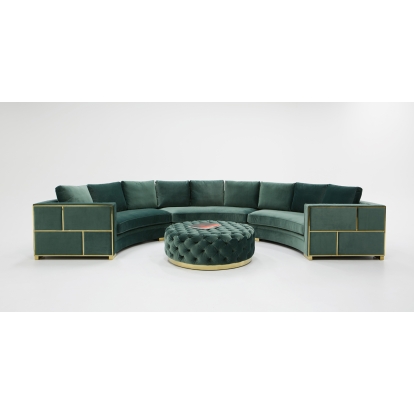 Divani Casa Ritner Modern Green Velvet Curved Sectional Sofa Green Sectional Sofa 75408 VGYUHD-1840-B-GRN