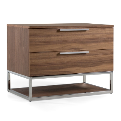 Modrest Helenora Modern Walnut Nightstand Walnut Nightstand 82780 VGVC-MB1502-WAL