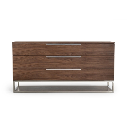 Modrest Heloise Contemporary Walnut & Stainless Steel Dresser Walnut Dresser 77932 VGBBMC1502-DRS