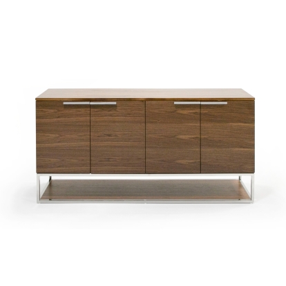 Modrest Heloise Modern Walnut and Stainless Steel Buffet Walnut Buffet 79834 VGBB-MK1502-B