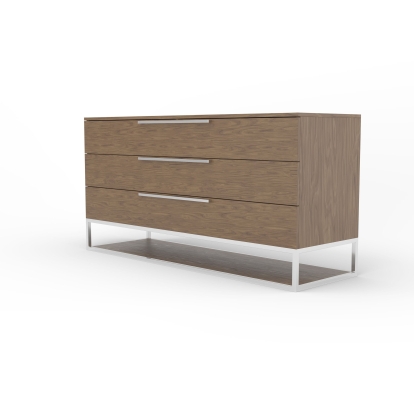 Modrest Heloise Contemporary Walnut & Stainless Steel Dresser Walnut Dresser 77932 VGBBMC1502-DRS