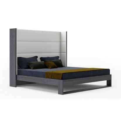 LA Furniture Heloise Contemporary White Leather & Grey Elm Trim Bed VGBBMA1502-GRY-BED Contemporary Style by Vig Furnitrue Number 79213|79212 Catch Home Goods