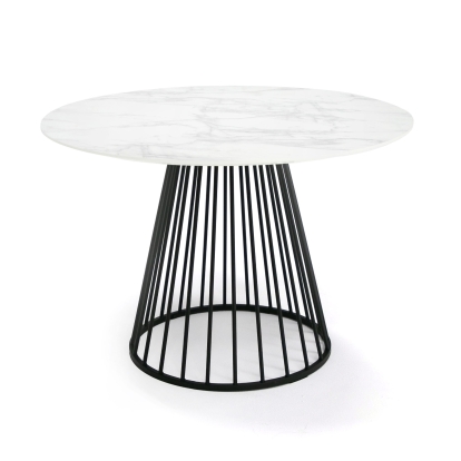 Modrest Holly Modern Round White and Black Dining Table White Dining Table 79816 VGFH-257012-WB-DT