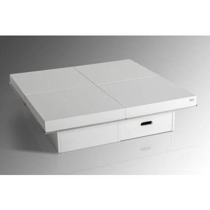 Horizon Modern White Crocodile Coffee Table with Pull Out Squares White Coffee Table 15058 VGUNAK856-120C-WHT