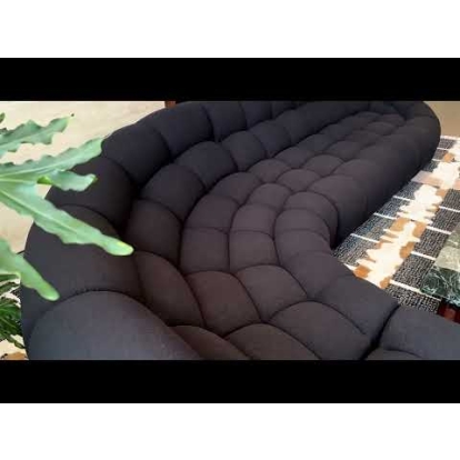 Divani Casa Yolonda Black Fabric Sectional Sofa Black Sectional Sofa 82845 VGEV-2126B-BLK