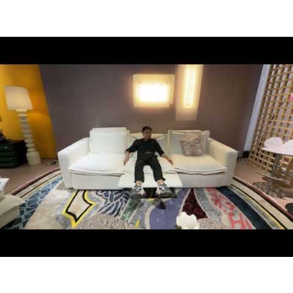 Divani Casa Almagre Modern White Fabric Sofa with 3 Electric Recliners White Sofa 83075 VGEV-G2315-WHT