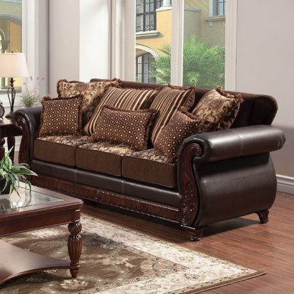 Furniture Of America Franklin Traditional Dark Brown-Tan Sofa Model SM6106N-SF