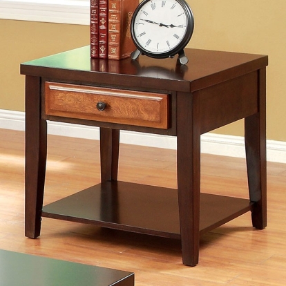 Furniture Of America Seneca Transitional Dark Oak-Dark Cherry End Table Model CM4052E