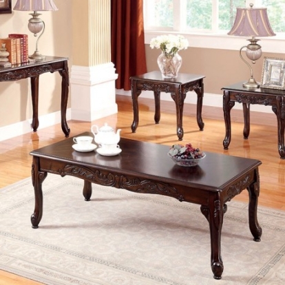 Furniture Of America Cheshire Traditional Solid Wood, Wood Veneer, Others Dark Cherry 3 Pc. Table Set | CM4914-3PK-END TABLE