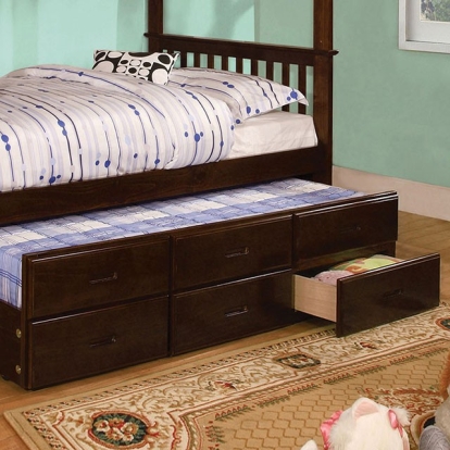 Furniture Of America University Cottage Dark Walnut Twin Trundle W- 3 Drawers Model CM-BK458CTR-EXP