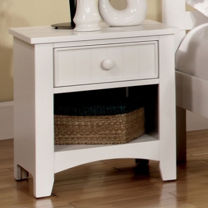 Furniture Of America Omnus Transitional Solid Wood, Wood Veneer, Others White Night Stand | CM7905WH-N