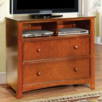 Furniture Of America Omnus Transitional Solid Wood, Wood Veneer, Others Oak Media Chest | CM7905OAK-TV