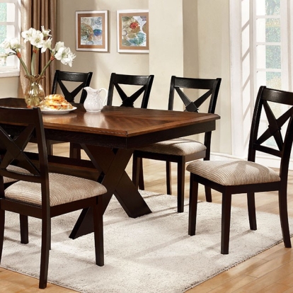 Furniture Of America Liberta Transitional Dark Oak-Black-Beige Dining Table Model CM3776T-TABLE